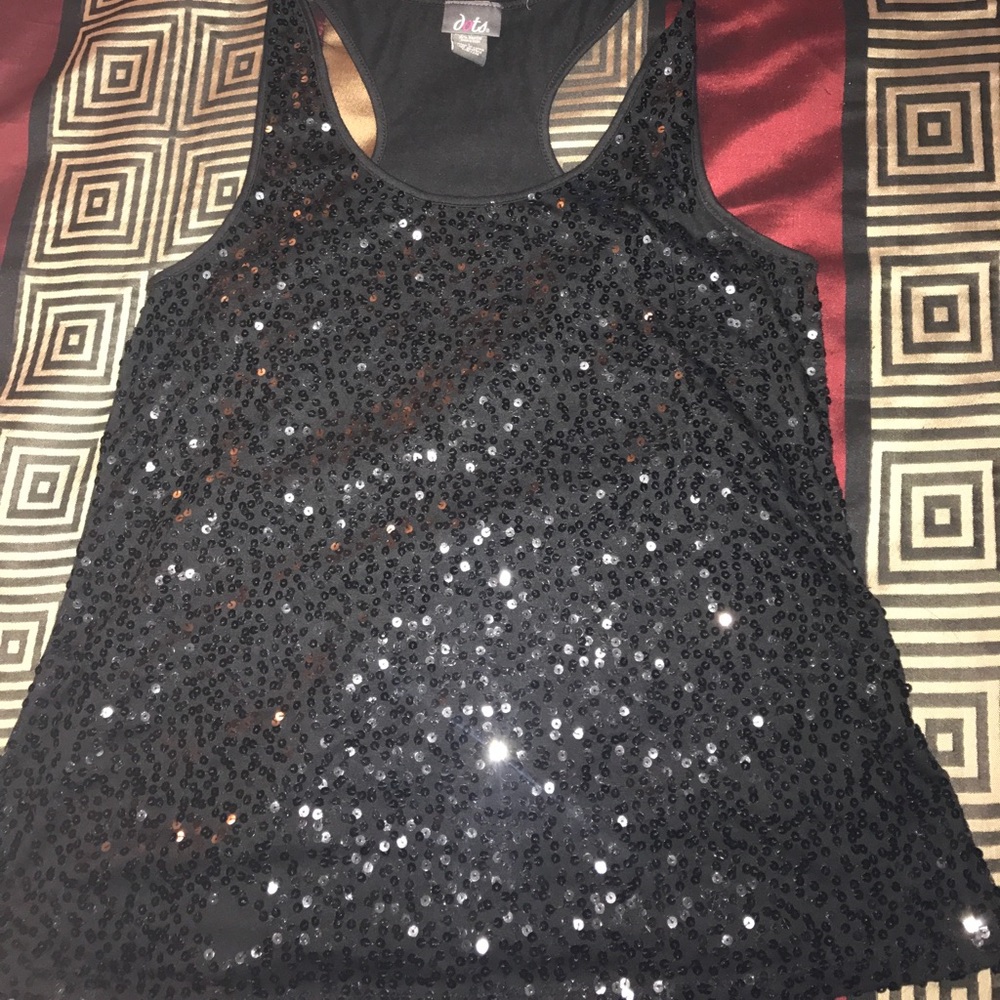 Black Sequins Tank Top