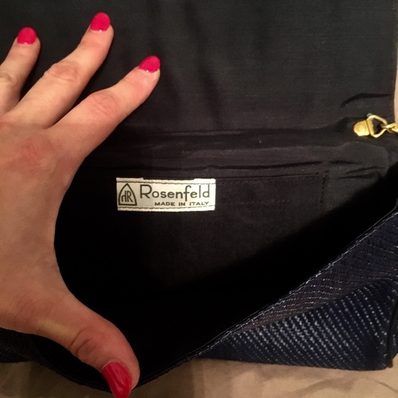 Rosenfeld Vintage Navy Twill Gold Chain Strap Bag - Picture 2 of 4