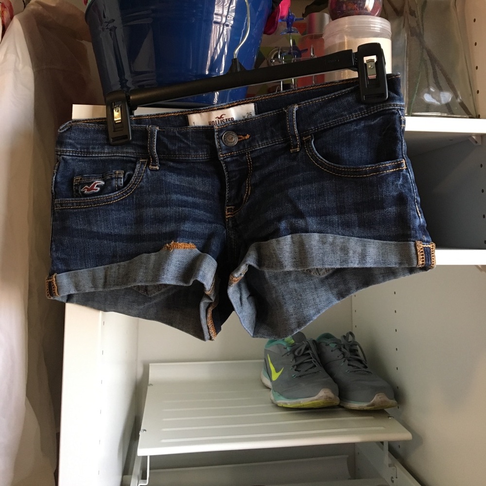 Dark wash hollister shorts