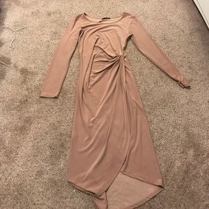 Midi length gold dress