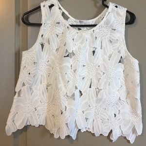 White Floral Sleeveless top (see-through)