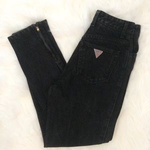 Vintage High Waisted Guess Jeans in Black Denim