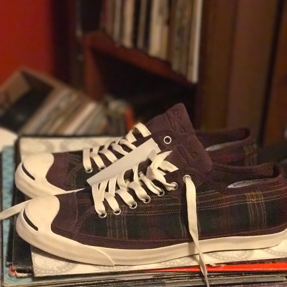 Converse Jack Parcell. Size 11. Maroon plaid.