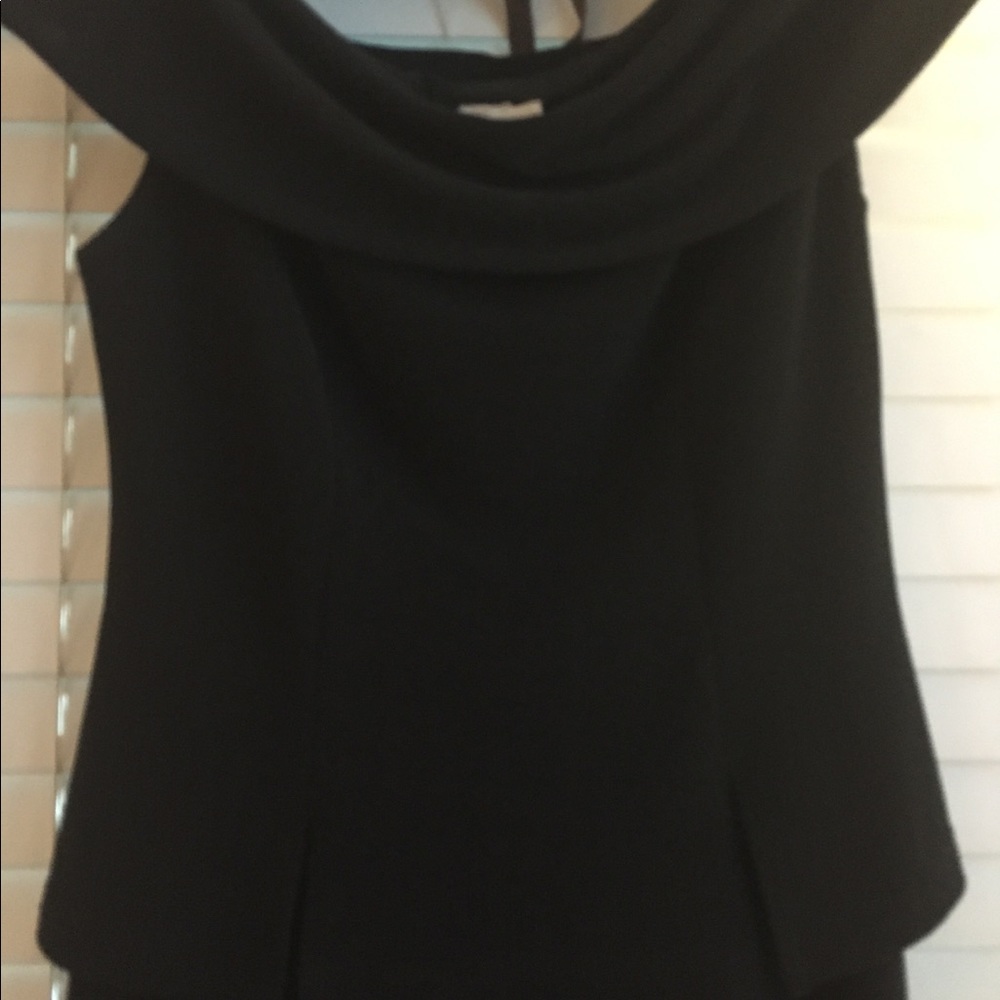 Black Tea Length Cocktail Dress with Sexy Collar