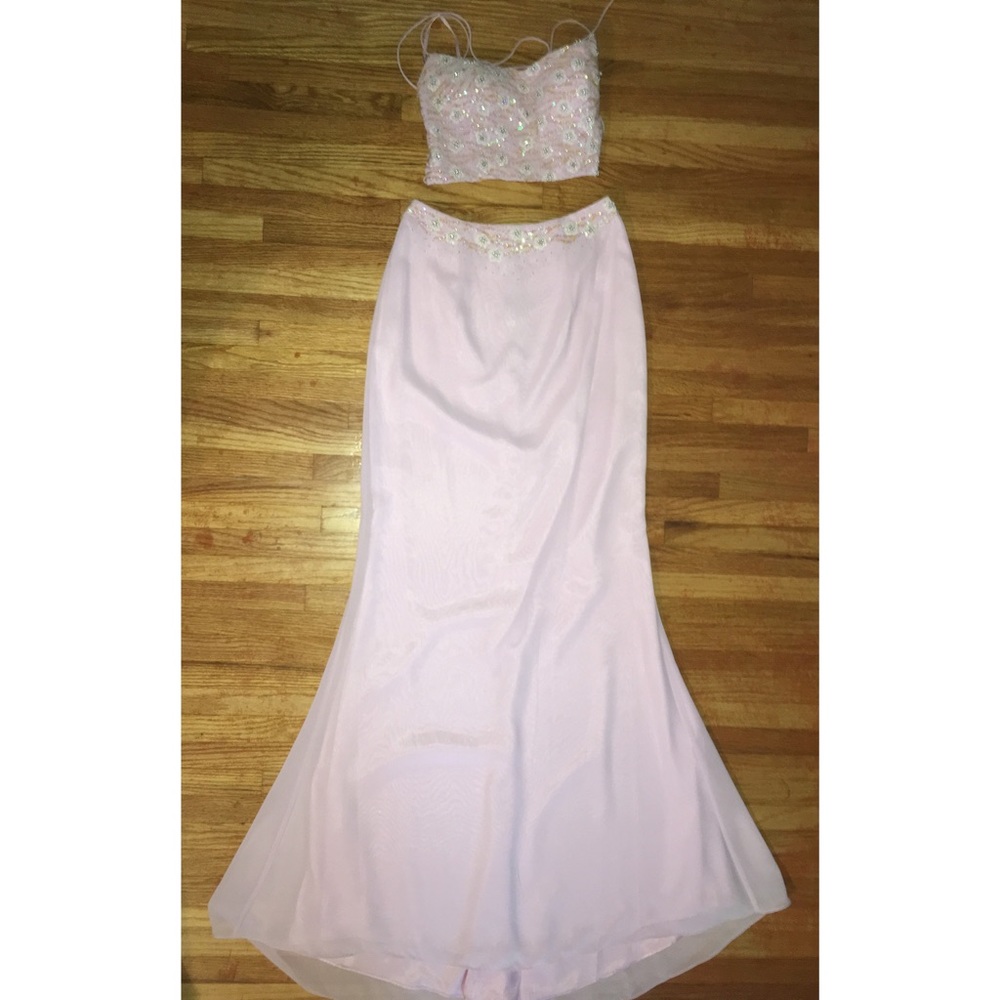 2 piece crop top lilac prom dress