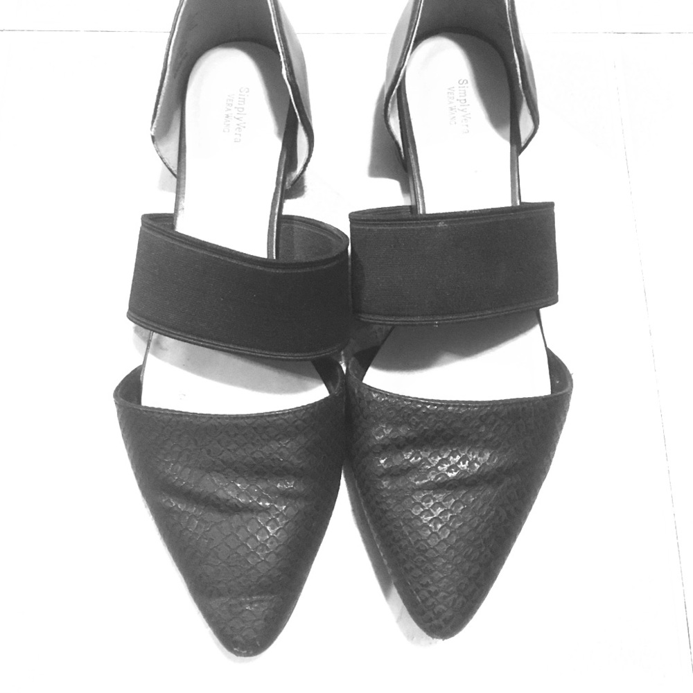 Simply Vera Black Flats Size 8 Faux Snakeskin