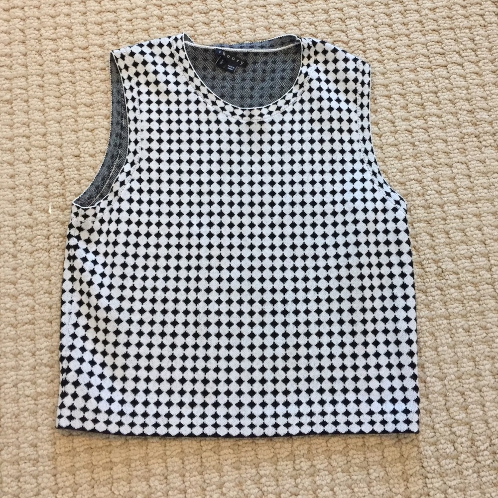 Theory Black and White Sleeveless Sweater