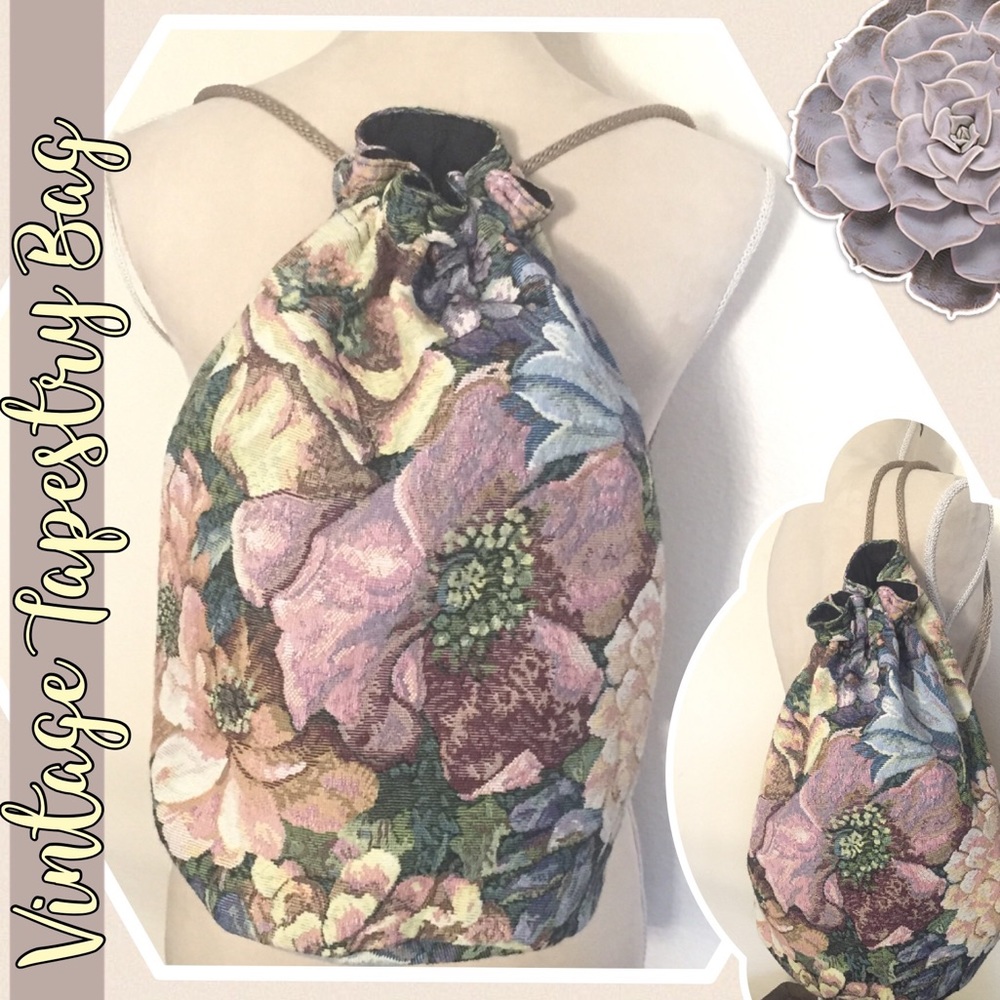 Vintage Floral Tapestry Bag / Back Pack BEAUTIFUL