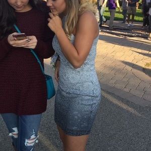 Grey Ombré Lace Homecoming Dress