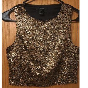 Gold sequin crop top