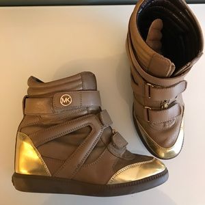 Never worn Michael Kors High Top Wedge Sneakers