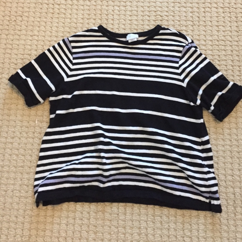 Black, White and Purple Striped Anthropologie Top