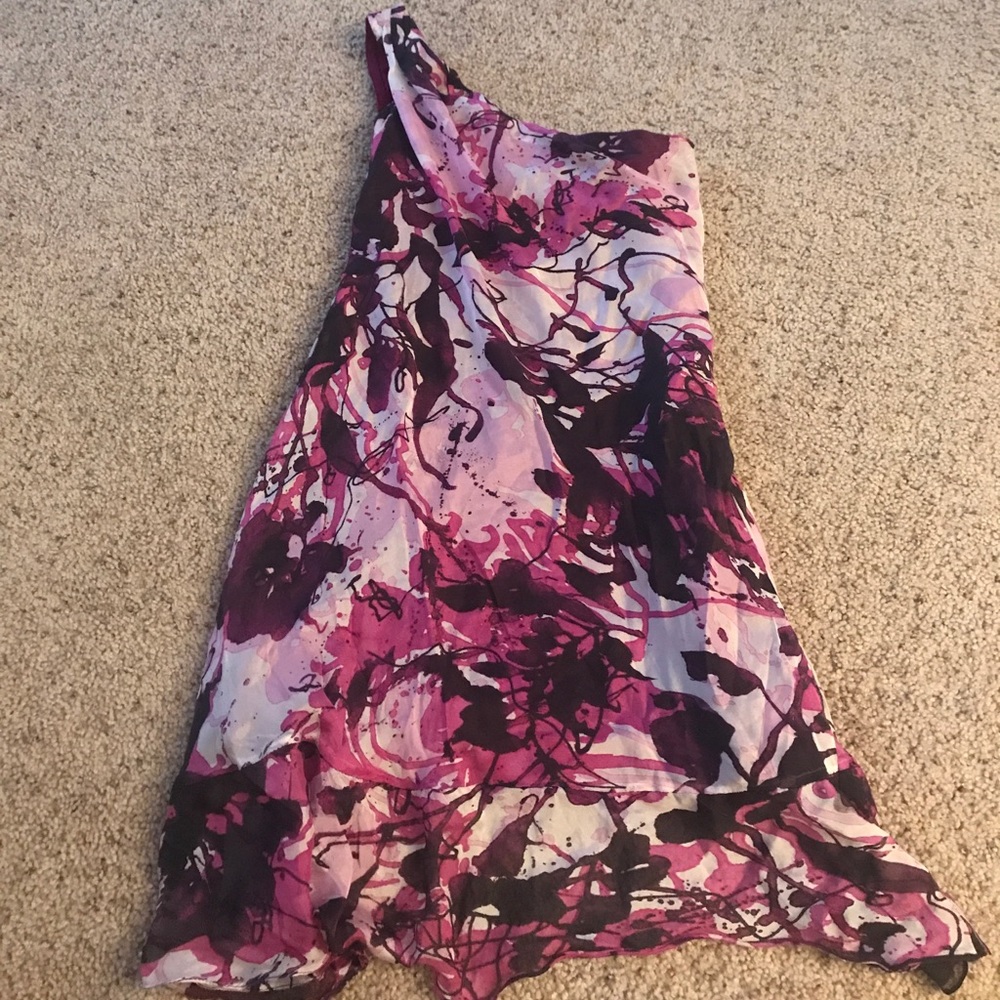 One shoulder digital print dress!