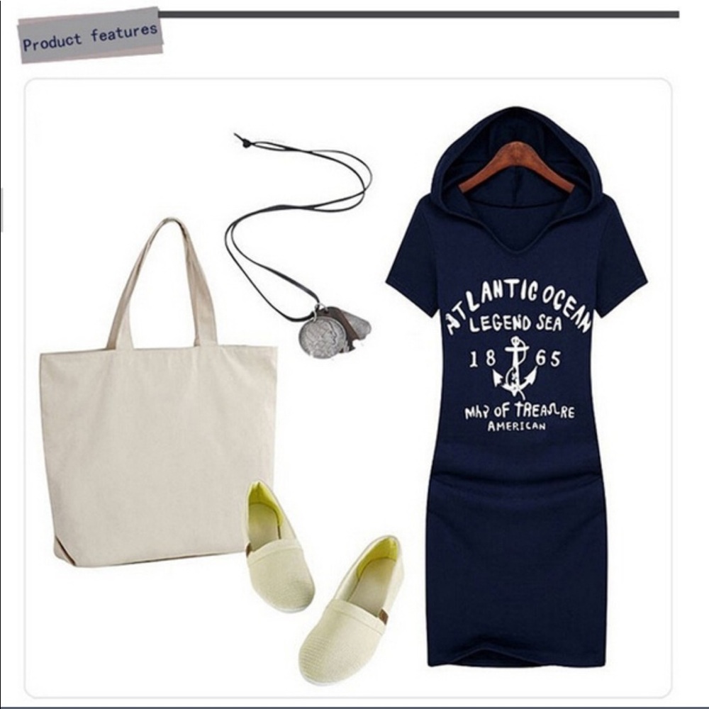 Sale!!  NEW Hooded T-Shirt Dress Navy