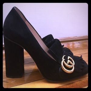 Gucci GG Marmont Black Suede Pumps Size 6