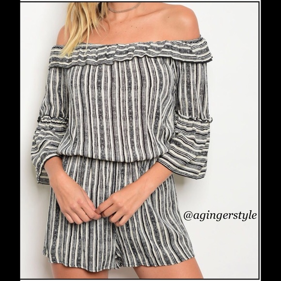 🔴Lowest Price! Last One! Off Shoulder Romper - Picture 2 of 3