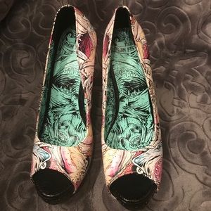 Iron fist peep toe heels