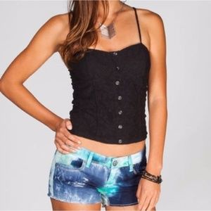 Black & White French Corset Tank Top Small