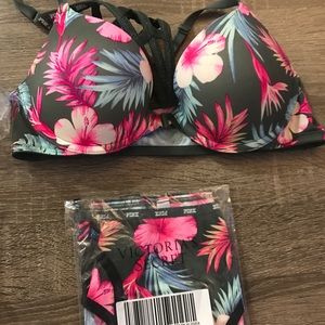 Victorias Secret Floral Push-Up Bra and Panty Set