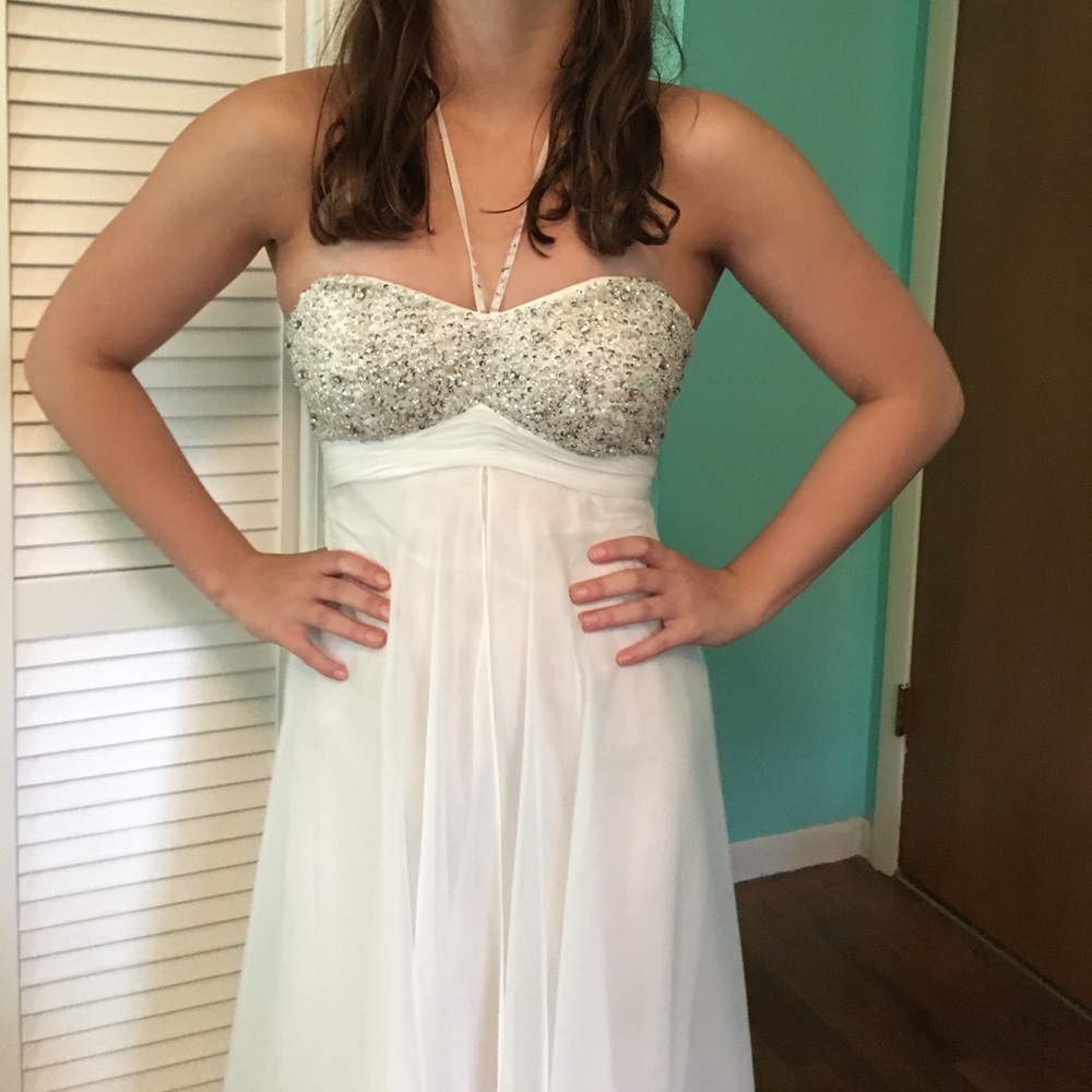 Flash by Mac Duggal White Prom (Formal) Dress