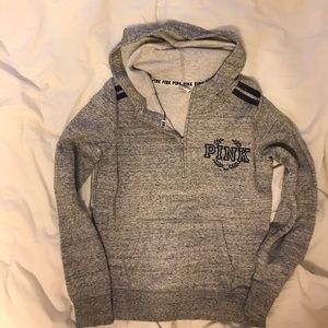 PINK hooded quarter zip, Size Medium