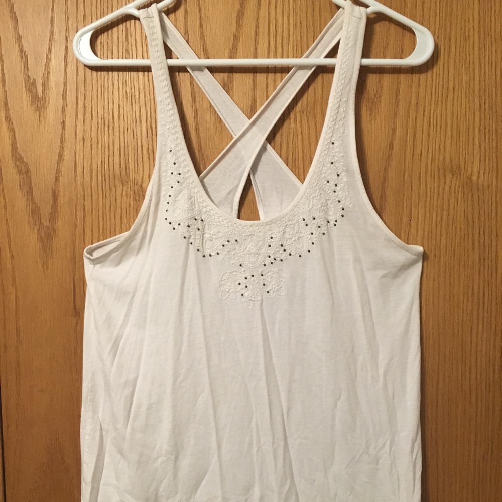 White cross back tank top