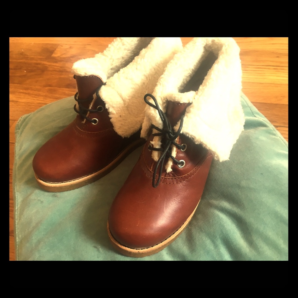 Swedish Hasbeens platform wool lined booties