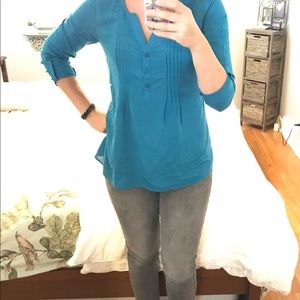 Teal blouse with 3/4 sleeves