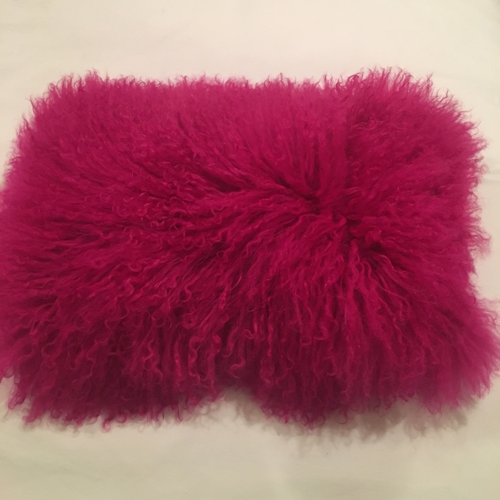 Fluffy fuschia pillow