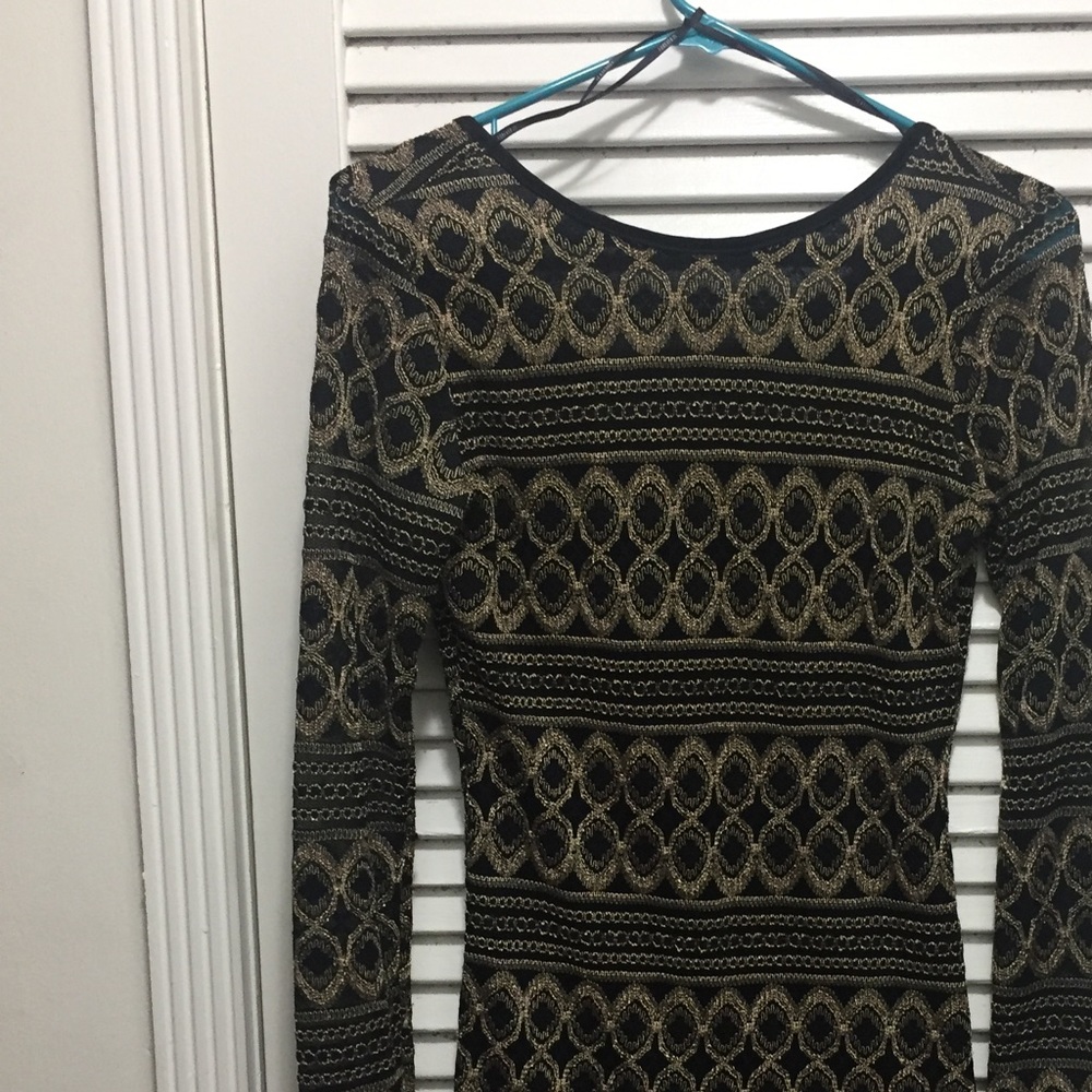 Black and gold Lacey forever21 bodycon dress
