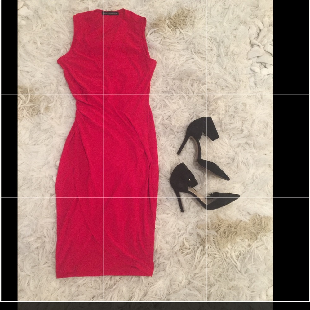 Ladies Red Asymmetrical Dress