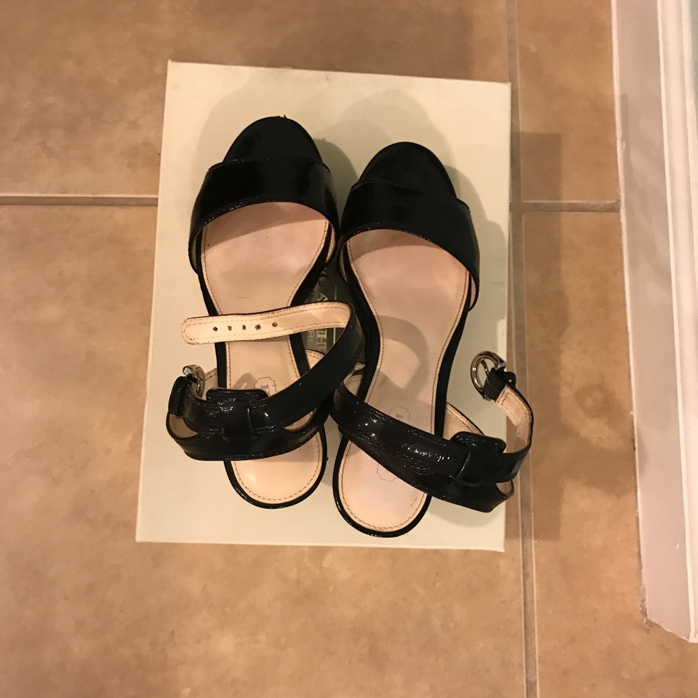 Authentic Coach black patent leather sand