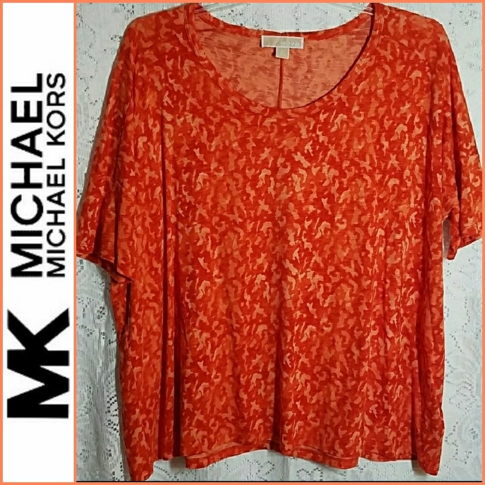 New MICHAEL KORS Sublimation Flowy Raglan Top XL+