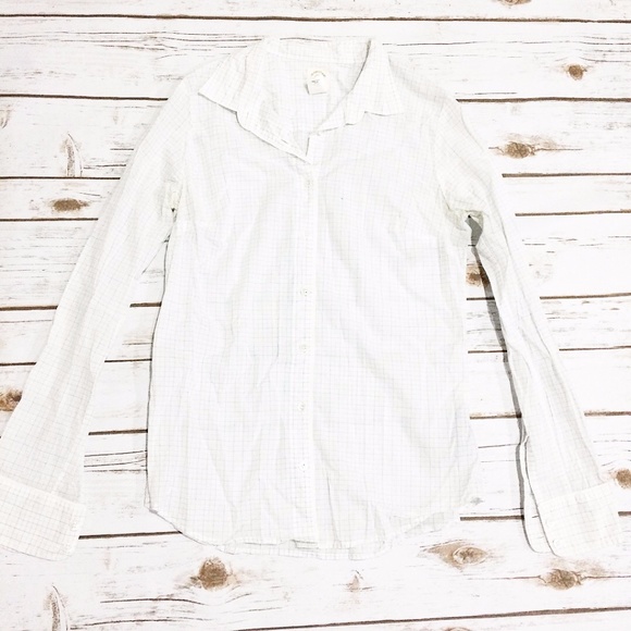 J. Crew Tops - J.Crew The Perfect Shirt Geometric White Print