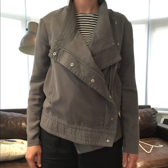 BB Dakota Jackets & Blazers - Gray Silky Moto Jacket