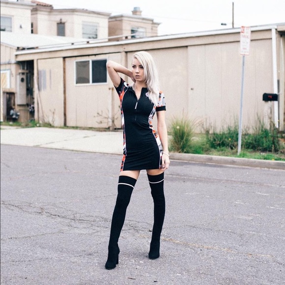 over the knee stocking boots