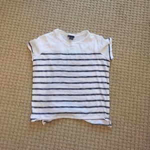 White and Navy Striped Vince Tee