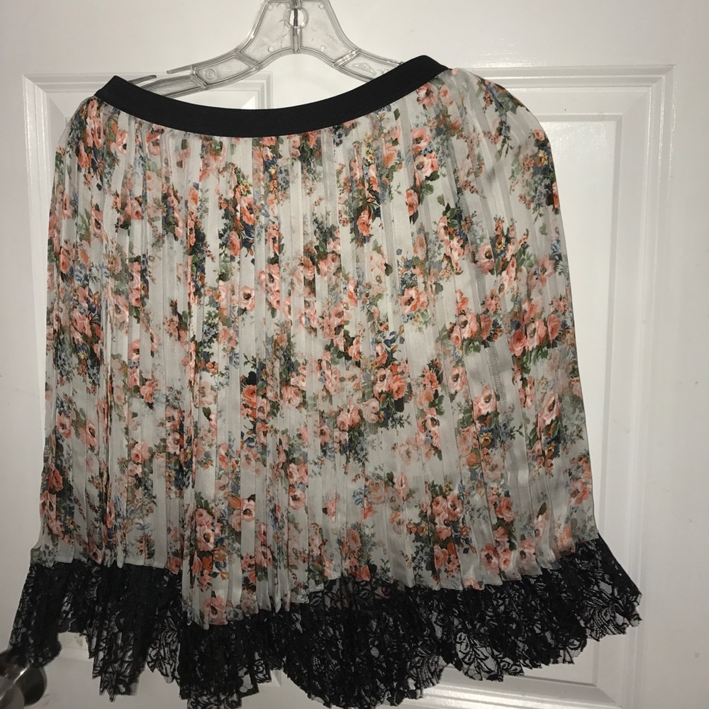 Asos tall floral skirt with lace at hem