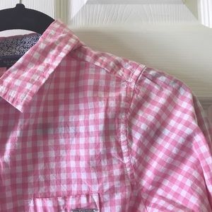 gingham pink button down oxford polo