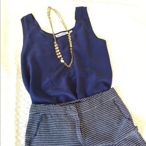 Navy 100% silk tank