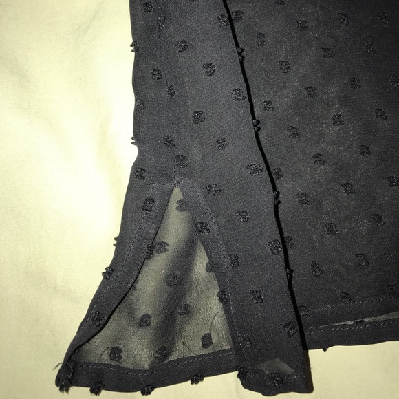 NWOT Black Sheer Pin Dot Bracelet Sleeve Blouse - Picture 2 of 7