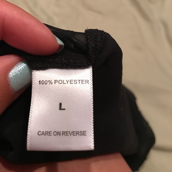 NWOT Black Sheer Pin Dot Bracelet Sleeve Blouse - Picture 7 of 7