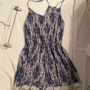 Abercrombie blue and white romper