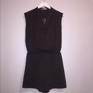 Black silk romper