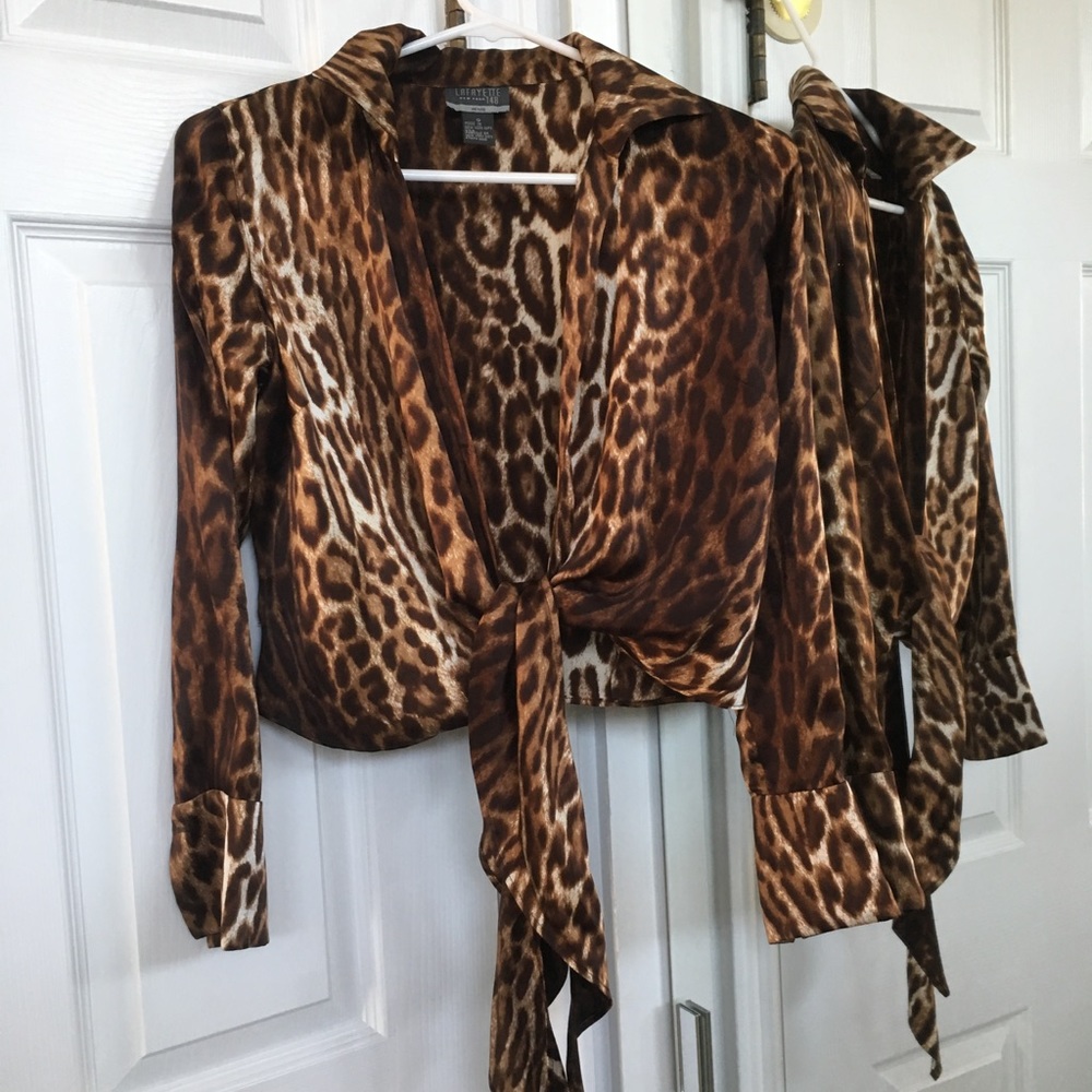 Silk Tie Top in Animal Print