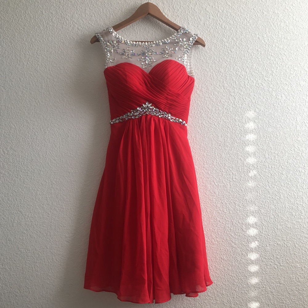 Red High Neck Dress