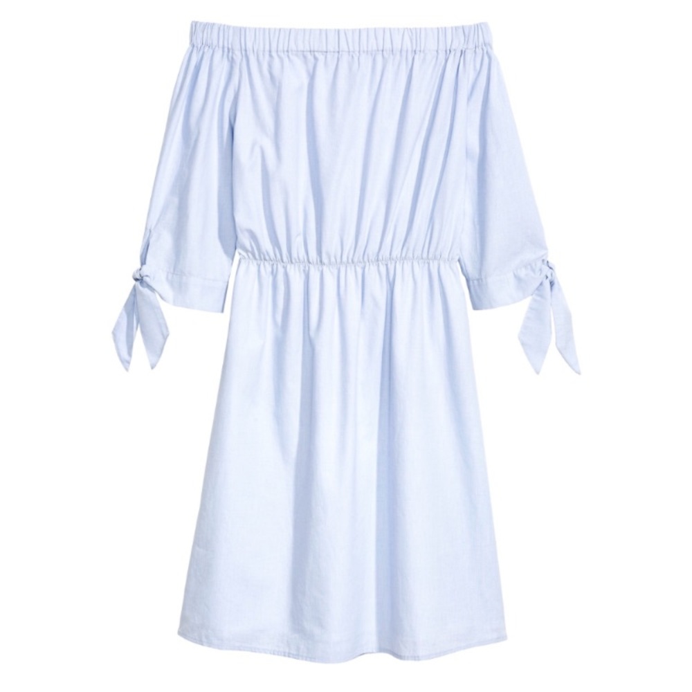 H&M Off-The-Shoulder Light Blue Dress