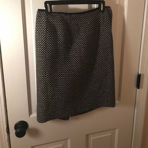 Tory Burch Blue & Gold Cotton Tweed Pencil Skirt