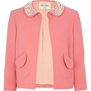 Asos River Island pearl collar pink blazer jacket