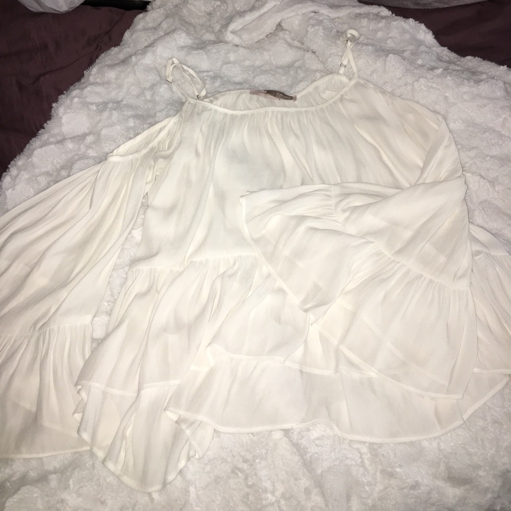 White cold shoulder top